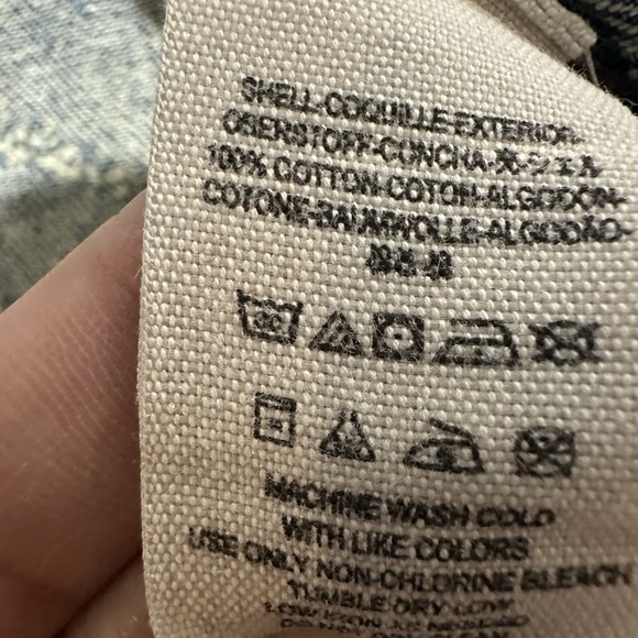 Free People Punched Denim Moto Jacket Herringbone Blue Jean Biker Women's Size 4 - Picture 12 of 14